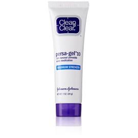 Clean & Clear Persa-Gel 10 Medicamento para el acné Tratamiento de manchas con máxima fuerza 10% de peróxido de benzoílo, crema de espinillas y gel para el acné facial con medicamento de peróxido de