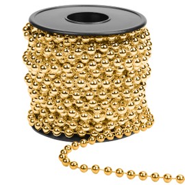 Belle Vous Christmas Bead Garland - 10m Gold Xmas Bead Chain for Table Decorations and Christmas Tree Decorations, Jewellery Making, DIY Art & Craft & Party Decor
