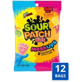SOUR PATCH KIDS MashUps 2 Flavors in 1 Soft & Chewy Candy, Bulk Candy, 12 - 8 oz Bags