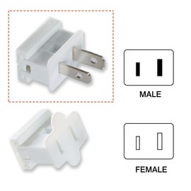 Aniai (25) Pack Vampire Plug, Slip and Slide Plug Add,Extension Cord Ends Male and Female, Replacement Electrical Plug 2 Prong, SPT-1 Wire (spt1 Male, White)