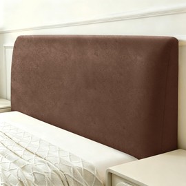 ANARACHON Leather Look Bed Headboard Cover, Stretch Soft Bed Headboard Slipcover Retro Dustproof Protector Cover for Bedroom Decor(01Brown, King:78.7")