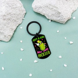 AOBIURV Pickles keychain gifts pickle gifts for women girl pickle gifts for pickle lovers birthday christmas pickle presents just a girl who loves pickles keyring necklace