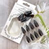 LOPMNGHT Black Coating Almond False Nails Solid Colors Press on