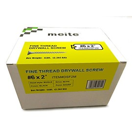 meite #6 Fine Thread Drywall Screws by 2-Inch Leg Length with Bugle Head, 5 Pounds Black #DSF2M (1 Box)