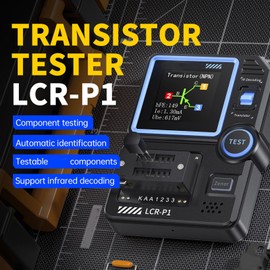 P1 Transistor Tester, Digital Transistor Capacitor Tester with 1.44 Colorful Display, Multifunctional Transistor Meter for Diode, Triode, Capacitor, Resistor, Transistor,