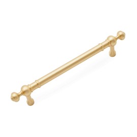RK International RKI C Satin Brass R.K. International CP 816 SB 5" Center Plain Pull with Decorative Ends