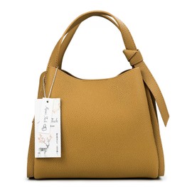 Kyoei-Tech Women's Handbag, Genuine Leather, Shoulder Bag, Formal, Crossbody, With Silk Scarf, Ultra Lightweight, 20.1 oz (592 g), Freestanding, Stylish, Cute, High Visibility, brown (light brown)