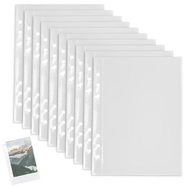 Pack of 10 Binder Pockets PVC 6-Hole Folder A5 Waterproof Plastic Binder Pockets Polypropylene Punched Pockets for Protection of Paper Documents