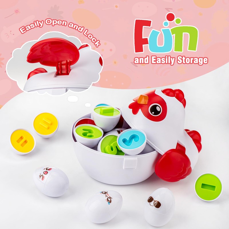 VROGTIK Eggs Toys Matching Game for Toddlers, 12 Matching Eggs