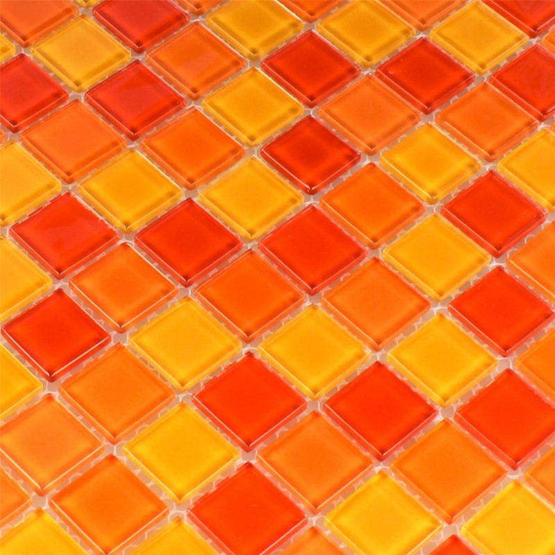 Glass Mosaic Tiles Red Orange Yellow
