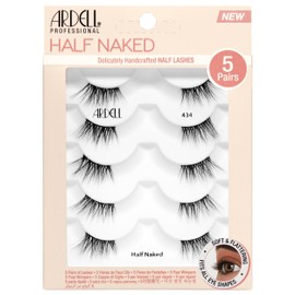 Ardell Half Naked 434 False Eyelashes, Natural Cat Eye False Lashes, Light Volume & Lift, Winged Silhouette, Soft & Lightweight, Pre-Cut Eyelash Strip for Outer Corner Lift, 5 Pairs of Half Lashes