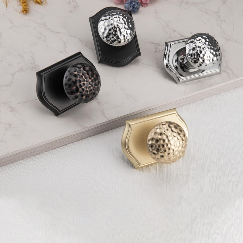 STARPY Black Door Knobs with Camelot Trim, Interior Door Handles