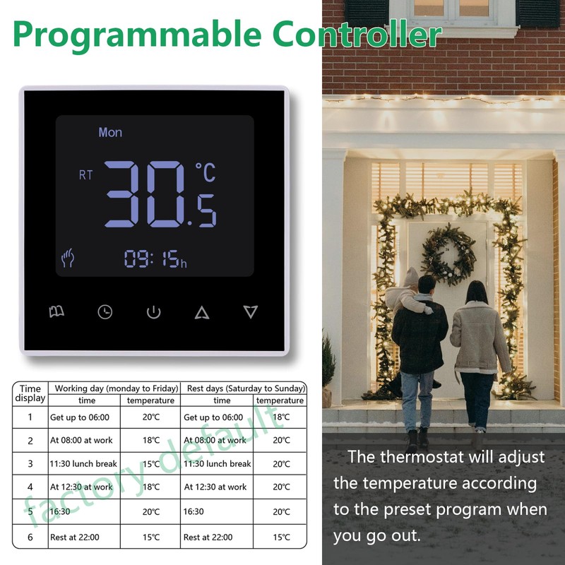 Wengart Digital Thermostat WG8818,AC230V 3A LCD Digital Display with Programming