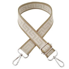 Shoulder Strap for Bag Straps for Changing, Adjustable Bag Strap Wide 3.8 cm with Silver Carabiner - Bag Strap Shoulder Strap Carry Strap for Handbags Women, Colourful, K, Khaki/Beige