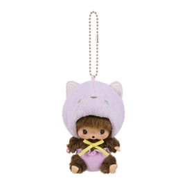 Sekiguchi Plush Monchhichi Anamaru Babichichi SS Face Big Keychain Cat