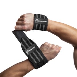 SINOVATI Fitness Wrist Bandages, Wrist Support Sports, Wrist Wraps for Fitness, Crossfit, Calisthentics, Powerlifting, Bodybuilding, Wrist Guards Fitness (Strong, Black/Grey)