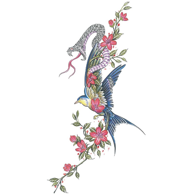 Lorna5 5 Sheets Dragon Tattoo Butterfly Tattoo Temporary Snake Tattoo
