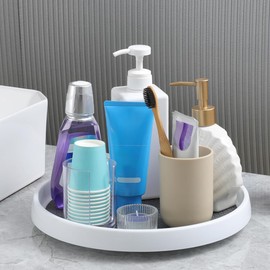 Lazy Susan Turntable, Non Skid Large Lazy Susan Turntable for Cabinet and Refrigerator, Plastic Rotating Turn Table, 10 Inch (10Inch)