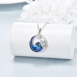 AXELUNA Turtle Necklace, 925 Sterling Silver Sea Turtle Pendant Turtle Necklace, Ocean Jewelry for Women, Girls, Mother, Wife, Sterling Silver, Sterling Silver