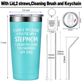 Grifarny Stepmom Gifts from Stepdaughter, Daughter, Son - Mothers Day Gift for Stepmom，Step Mom - Christmas Birthday Gifts for Stepmom, Stepmother, Bonus Mom - Stepmom Tumbler Cup 20oz
