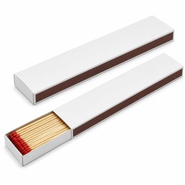 jameitop® 2 XXL / Jumbo Packs of Matches Without Print/White Boxes for Designing, Red Ignition Head, 280 mm Woods = 120 Matches in a Set