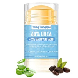 Crema de urea 60% con 2% ácido salicílico para pies y manos en barra – Bálsamo reparador para manos agrietadas, codos, rodillas, pies y talones, callo