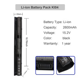 BYTEC KI04 800049-001 Notebook Laptop Battery Compatible with HP Pavilion 14-ab 15-ab 17-g Series, HSTNN-LB6R HSTNN-LB6S/DB6T 800010-421 17-g121wm 17-g053us 15-an050nr 17-g119dx 17-g113dx 15 -ab243cl