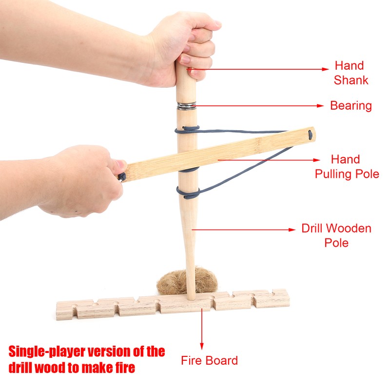 Single Vesion Emergency Gear Props Paulownia Material Outdoor Bow Drill