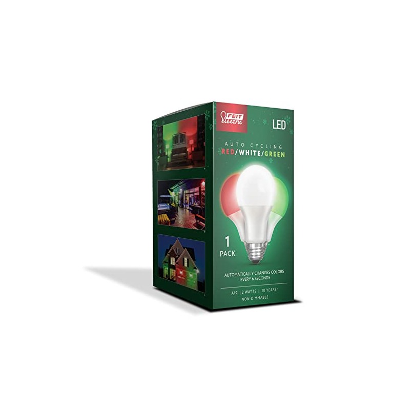 Feit Electric LED A19 E26 G/R/W 2W