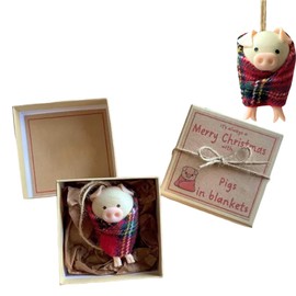 1 Pcs Pigs In Blankets Tree Decorations, Christmas Pig, Fun Pig In Blanket With Box, Handcrafted Cute Pigs Hanging Ornaments For Xmas Tree Home Decors