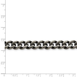 The Black Bow Men's 9.25mm Antiqued Stainless Steel Curb Chain Bracelet, 9 Inch