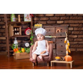 Matissa & Dad Newborn Baby Girl/Boy Crochet Knit Costume Photography Prop Hats and Outfits (Baby Chef) (Baby Girl, 3-12 Months)