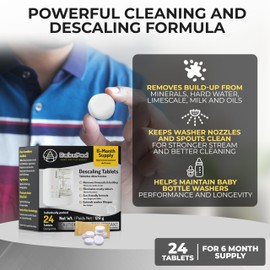 Bubupod Baby Bottle Washer Descaling Tablets - Effective Bottle Washer Descaler Tablets for Safe and Thorough Cleaning - 24-Count Pack- Canadian Brand