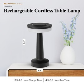 Bell+Howell 2 Pk Elegant Cordless Table Lamp, LED Wireless Lamp for Bedroom, Wireless Lamps for Tables Cordless Table Lamps, Rechargeable Lamp for Desk, Kitchen, Bedroom & More with 3 Light Colors