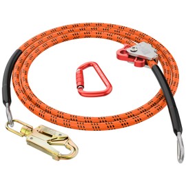 Steel Wire Core Flipline 1/2" X 12ft Fall Protection Arborist Climbing Flip Line Tree Climbing Rope with Steel Swivel Snap Hook Triple Lock Carabiner Rope Grab Adjuster