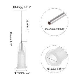 sourcing map Industrial Blunt Tip Needle 27G 1 Inch Length with Luer Lock Screw Interface Connector, Dispensing Needle for Liquid Glue Gun, 60 Pcs (Transparent)