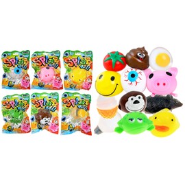 JA-RU Splat Ball Sticky Stress Ball (6 Units Assorted) Animal, Eggs, Squishy Pig Toys for Kids. Slow Rise Squishies. Novelty Toys & Amusements & Teacher Treasure Box Prizes. 5303-6p
