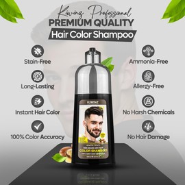 Kiwinz Professional Light Brown Hair Color Shampoo for Men – 5 in 1 Hair Dye Shampoo for Grey Hair - Instant Hair Dye with 100% Color Accuracy with Natural Ingredients - Ammonia Free - 500ml