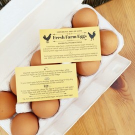 Havongki 100 Pack Premium Fresh Farm Eggs Handling Instructions Care Accessories Cards Labels | Egg Blank Cartons 4 6 12 15 18 30 48 50 Count Basket Box Container Storing Extra Organizer -M10CH100