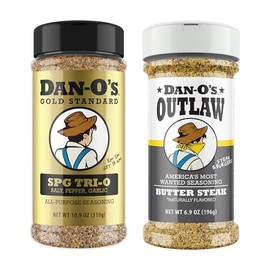 Dan-O’s SPG Tri-O & Butter Steak Seasoning Bundle – 2 Pack Medium Bottles – Salt Pepper Garlic & Buttery Steakhouse Blend for Grilling