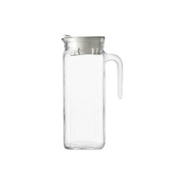 Borgonovo Jarra de Agua Igloo - Cristal, 1,2 L, Cuadrada, Resistente a Calor y Frío (Blanco) - Diámetro 9 cm, Altura 23 cm