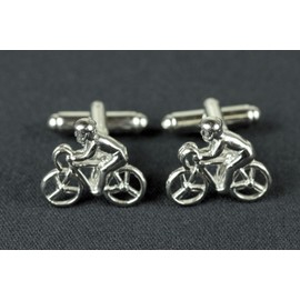 Miniblings Fahrrad Biker Fahrradfahrer Manschettenknöpfe - Handmade I Manschettenknopf Cufflinks Hemdknöpfe I schöne Holzbox inklusive - Fahrrad Biker Fahrradfahrer