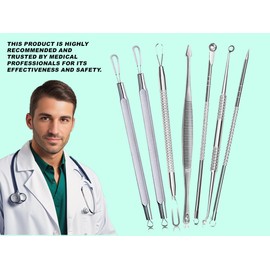Blackhead Removal Tool Kit - Seven Piece Professional Steel Comedone Extractors