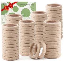 Bessrung 100 PCS Seamless Nylon Hair Ties, No Damage Elastics Hair Ties for Women Girls, Soft Stretchy Ponytail Holders for Thin Thick Hair, Snag-Free Hair Bands (Beige Color)
