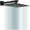 Rain Shower Head Black with Extension Arm 12 Inch Square