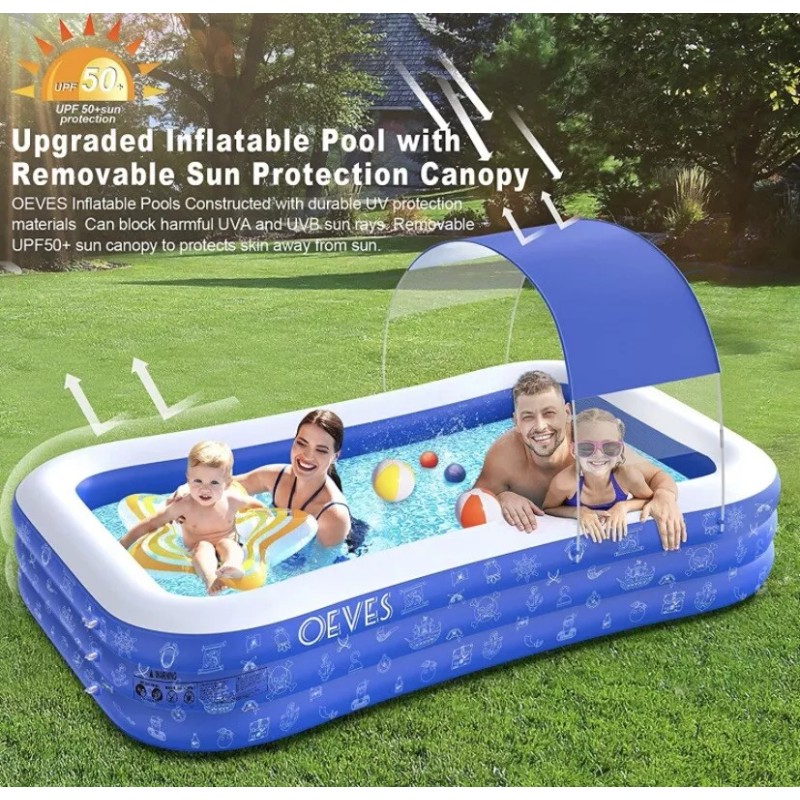 OEVES Inflatable Swimming Pool for Kids and Adults Full-Sized Family