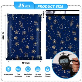 Jowlroel Christmas Poly Mailer 10x13 Inch 25 Pcs, Waterproof and Tear-Resistant Shipping Bags for Clothing, Strong Mailing Bags with Self-Seal, Cute Packaging Bags for Small Business - Starrysky