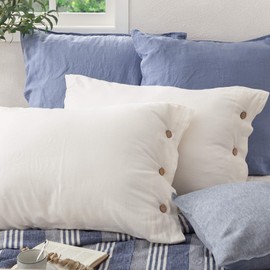 ATLINIA Linen Body Pillowcase with Button - 1 Pack 20"x 54" Body Pillow Cover, Bed Flax Linen Cotton Blend Body Pillow Sham Breathable Cooling Long Decorative Pillow Case Cream Color