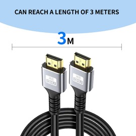 10k 8k 4k HDMI Cable 48Gbps 3meters, Certified Ultra High, Speed HDMI Cable for 4K, 8K, HDR, and Gaming DevicesCertified Ultra High Speed HDMI® Cable 4K 240Hz 144Hz 120Hz 8K 60Hz