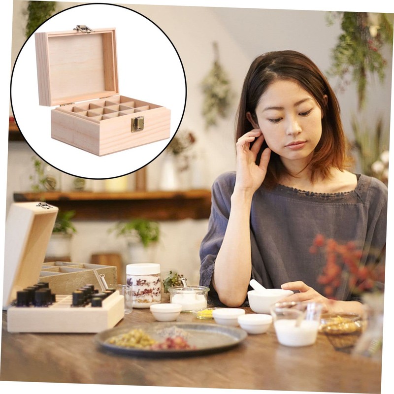 Ipetboom Essential Oil Box Wooden Essential Oil Storage Case Travel-Sized
